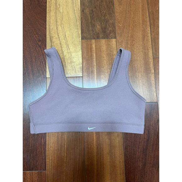 Nike Alate Ribbed Sports Bra Medium Neutral Mauve Dri Fit - Picture 1 of 7